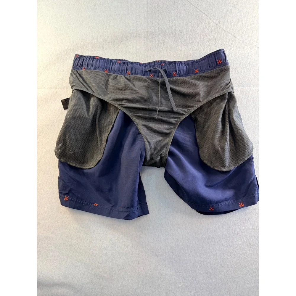 The North Face Mens Navy Blue Orange Ice Axe Print Swim Shorts Large Regular